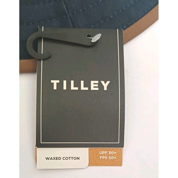 Tilley Waxed Cotton Outback Bucket Hat Sz Large Navy Blue Brim Crusher Cap TWC7 - Picture 11 of 13